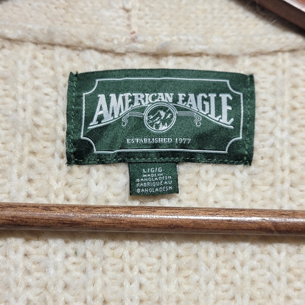 American Eagle Size Large‎ Cropped Cable Knit Button Up Cardigan Sweater Slouchy - Picture 4 of 4